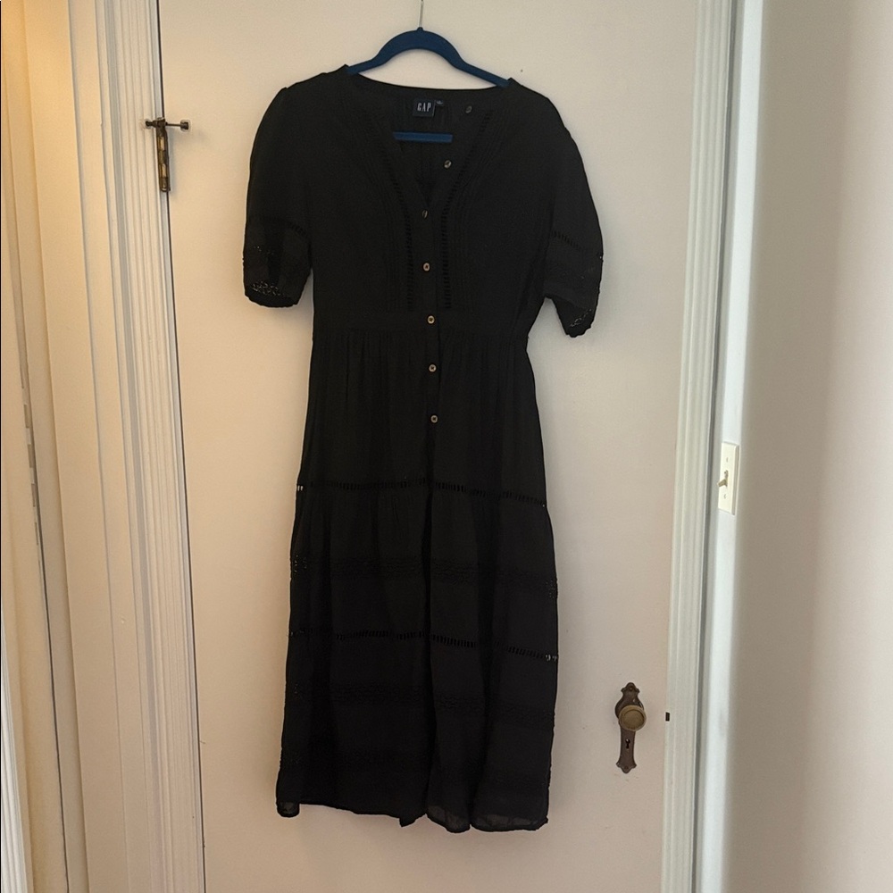 GAP Black Button-Up Midi Dress